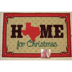 St. Nicholas Square "Texas Home" For Christmas Printed Rug Nylon Holiday Decor